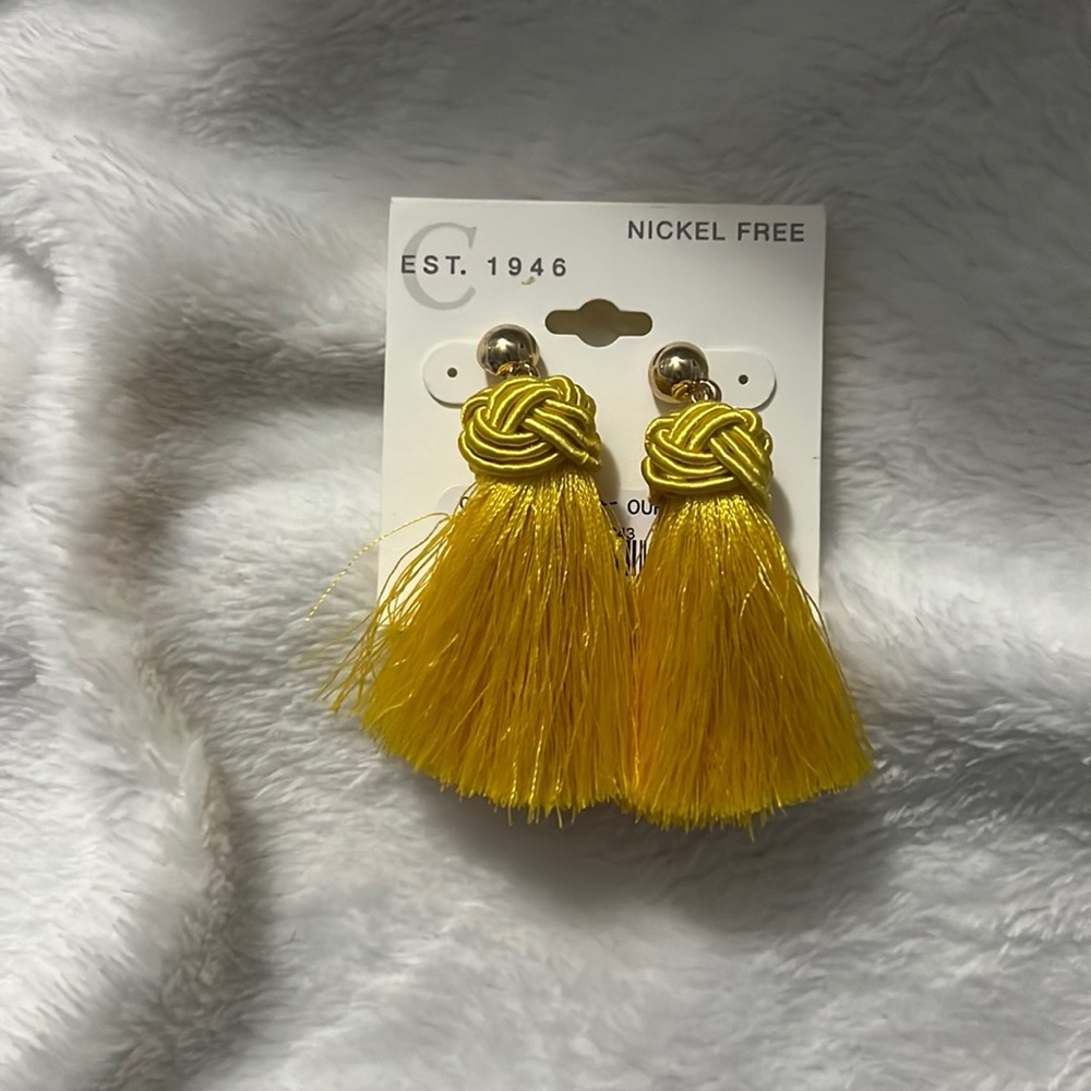 Yellow tassel earrings